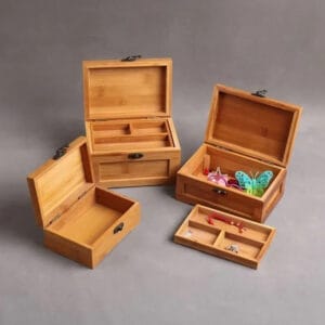 Caja de joyería de madera de princesa artesanal de bambú coreano, almacenamiento, regalo de colección pequeña