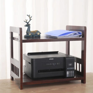 Estante de almacenamiento de impresora de madera maciza Simple y versátil, organizador de archivos de oficina de escritorio, estante de horno microondas de doble capa